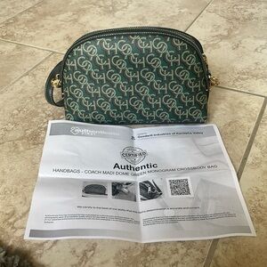 Coach Madi Dome green monogram crossbody bag with COA
